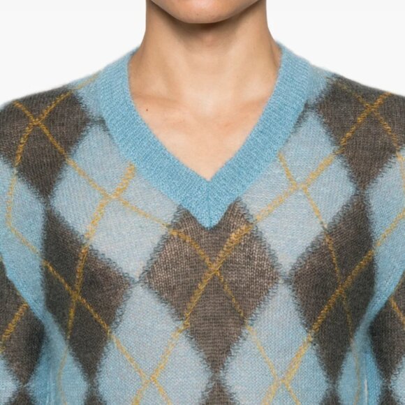BNWT AW24 MARNI ARGYLE MOHAIR SWEATER 50 - Picture 12 of 13